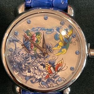 Ed Hardy Blue and Silver Watch NWT